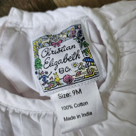 Christian Elizabeth Nature Emboroided Baby 9 month Romper With Ruffle Collar. - Picture 5 of 7